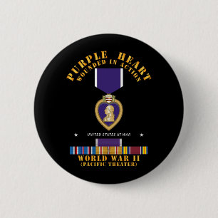 Macaron Rond 5 Cm Coeur pourpre - WIA w 2ÈME GUERRE MONDIALE SVC w C