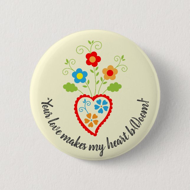 Macaron Rond 5 Cm Coeur romantique populaire portugais (Devant)