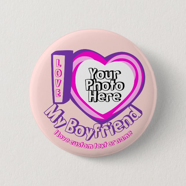 Macaron Rond 5 Cm Coeur rose mou mignon J'aime Mon copain (Devant)