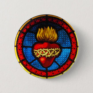Macaron Rond 5 Cm Coeur sacré (bouton en verre souillé de J&M)