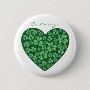Macaron Rond 5 Cm coeur Shamrock vert St Patrick's Day