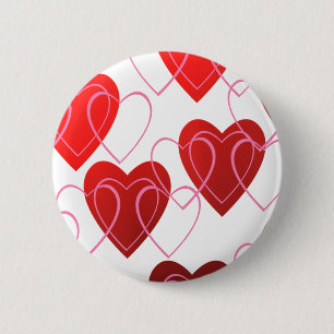 Macaron Rond 5 Cm Coeur sur le bouton de Valentine de coeurs