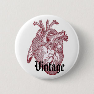 Macaron Rond 5 Cm Coeur vintage