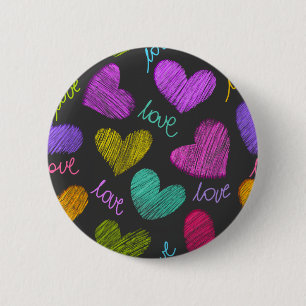 Macaron Rond 5 Cm Coeurs Bleus Vibrants avec script d'amour