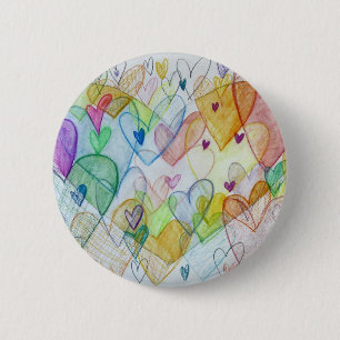 Macaron Rond 5 Cm Coeurs communautaires Pendentif d'une épingle ou d