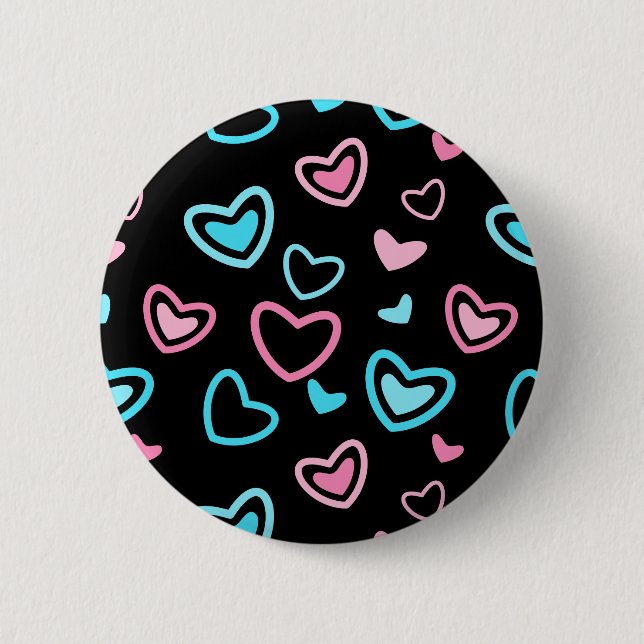 Macaron Rond 5 Cm Coeurs d'amour (Devant)