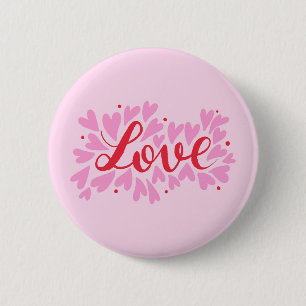 Macaron Rond 5 Cm Coeurs d'amour - rose et rouge