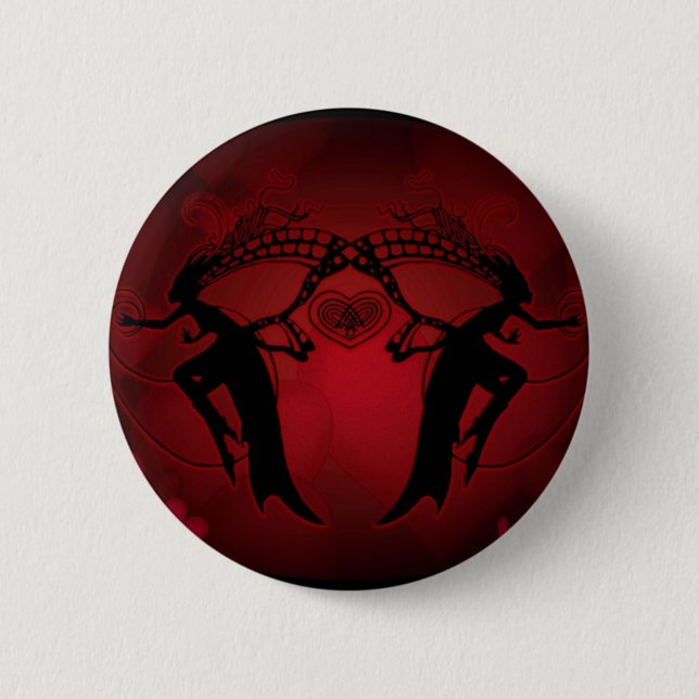 Macaron Rond 5 Cm Coeurs de Faery rouges (Devant)