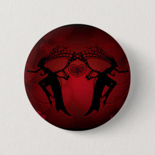Macaron Rond 5 Cm Coeurs de Faery rouges