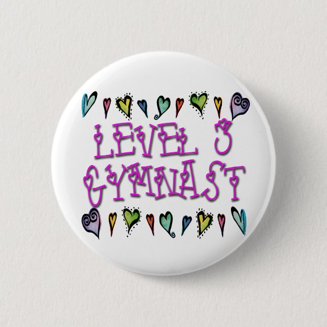 Macaron Rond 5 Cm Coeurs de gymnaste du niveau 3 (Devant)