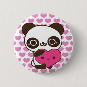 Macaron Rond 5 Cm Coeurs de panda