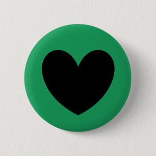 Macaron Rond 5 Cm Coeurs de polka noir sur Kelly green