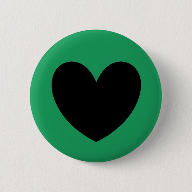 Macaron Rond 5 Cm Coeurs de polka noir sur Kelly green (Devant)