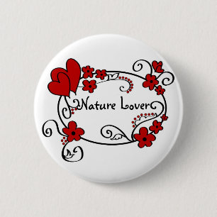 Macaron Rond 5 Cm Coeurs et fleurs rouges - bouton