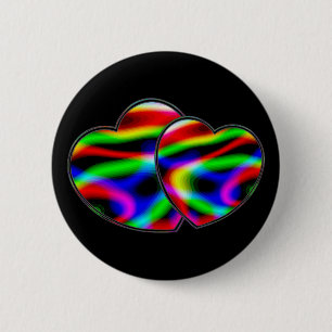 Macaron Rond 5 Cm Cœurs Néon Aurore