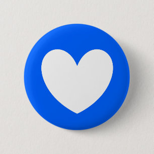 Macaron Rond 5 Cm Coeurs polka blancs sur bleu