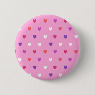 Macaron Rond 5 Cm Coeurs polka rose