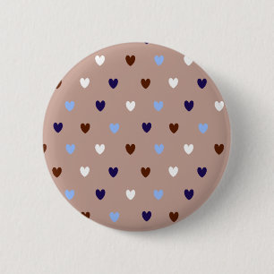 Macaron Rond 5 Cm Coeurs Polka sur brun pâle