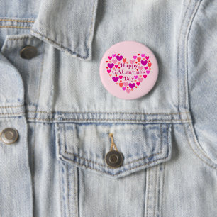 Macaron Rond 5 Cm Coeurs roses Bonne Journée GALentines