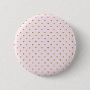 Macaron Rond 5 Cm Cœurs roses dorés 