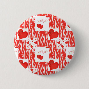 Macaron Rond 5 Cm Coeurs rouges, amour.