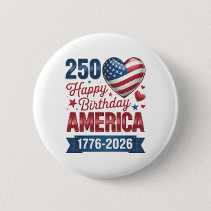 Macaron Rond 5 Cm Cœurs USA 1776 2026 4 juillet