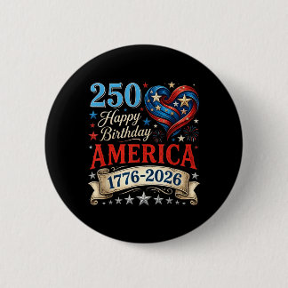Macaron Rond 5 Cm Cœurs USA 1776 2026 4 juillet 250e anniversaire US