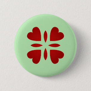 Macaron Rond 5 Cm Coeurs vintages doux de rouge de regard