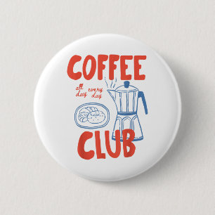 Macaron Rond 5 Cm Coffee Club Retro Coffee Graphic Pour Amateur De C