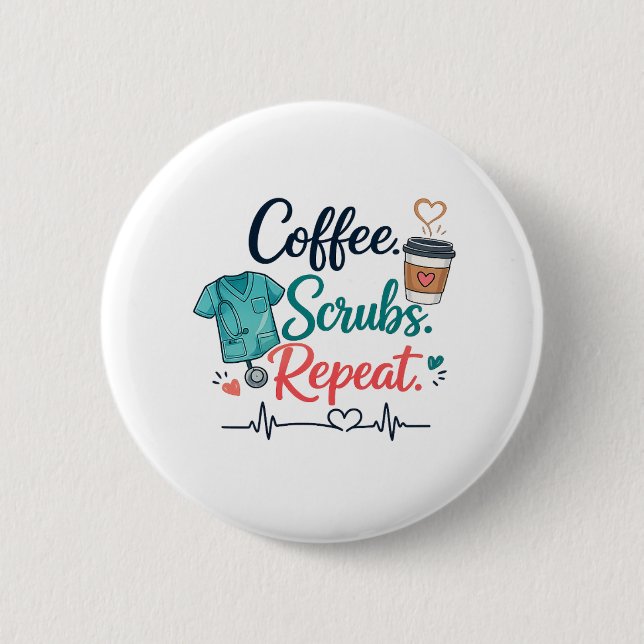 Macaron Rond 5 Cm Coffee. Scrubs. Repeat.  (Devant)