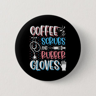 Macaron Rond 5 Cm COFFEE SCRUBS RUBBER GLOVES RN Infirmière inscrite