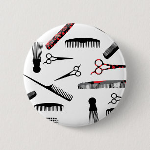 Macaron Rond 5 Cm Coiffure naturelle rouge noir