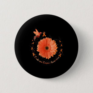 Macaron Rond 5 Cm Colibri Orange Tournesol Leucémie Cancer Aware