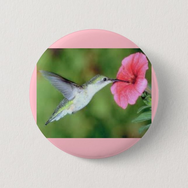 Macaron Rond 5 Cm Colibri sur un bouton rond (Devant)