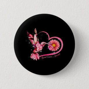 Macaron Rond 5 Cm Colibri Tournesol rose Ruban Cancer du sein Aw