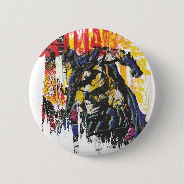 Macaron Rond 5 Cm Collage d'art de la ligne Batman (Devant)