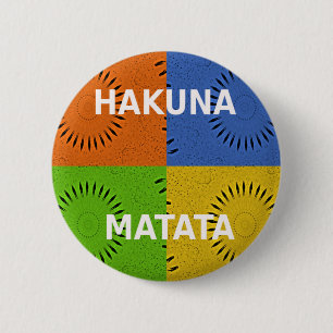Macaron Rond 5 Cm Collage d'art pop coloré et message "Hakuna Matata