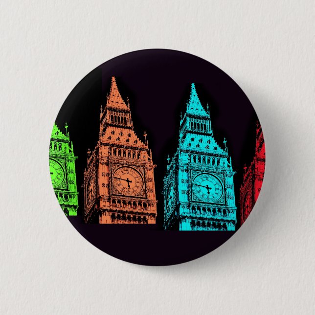 Macaron Rond 5 Cm Collage de Big Ben (Devant)