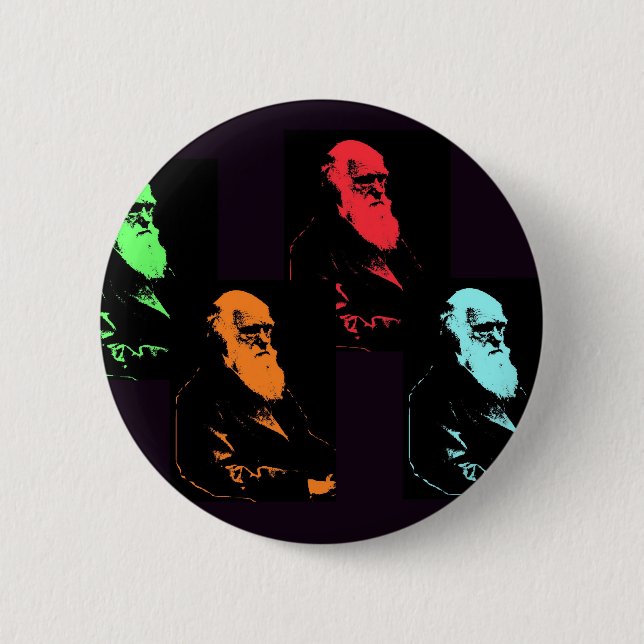 Macaron Rond 5 Cm Collage de Charles Darwin (Devant)