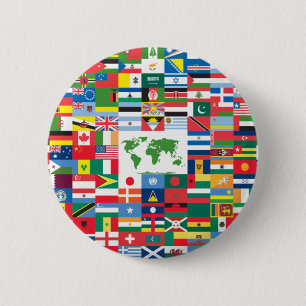 Macaron Rond 5 Cm Collage des drapeaux de pays de partout dans le