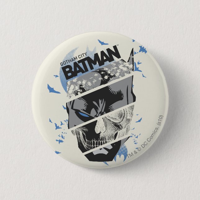 Macaron Rond 5 Cm Collage du crâne Gotham City Batman (Devant)