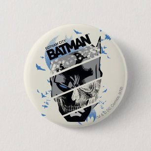 Macaron Rond 5 Cm Collage du crâne Gotham City Batman