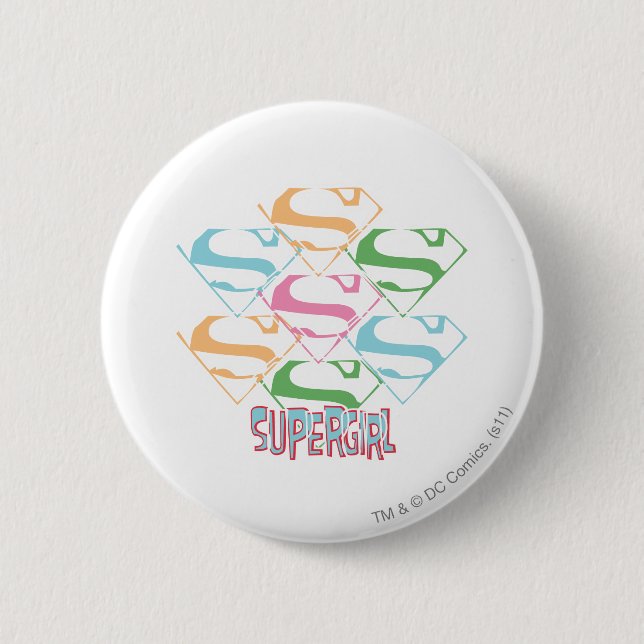 Macaron Rond 5 Cm Collage du logo de Supergirl Pastel (Devant)
