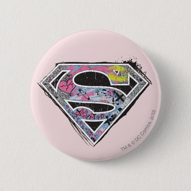 Macaron Rond 5 Cm Collage du logo Supergirl (Devant)