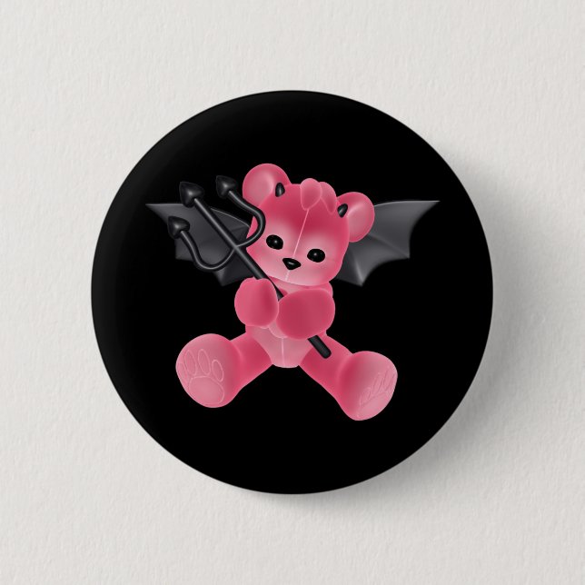 Macaron Rond 5 Cm ♥ collectable d'ours de nounours de diable de ♥ (Devant)
