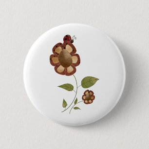 Macaron Rond 5 Cm Collection de jardin · Fleur avec la coccinelle