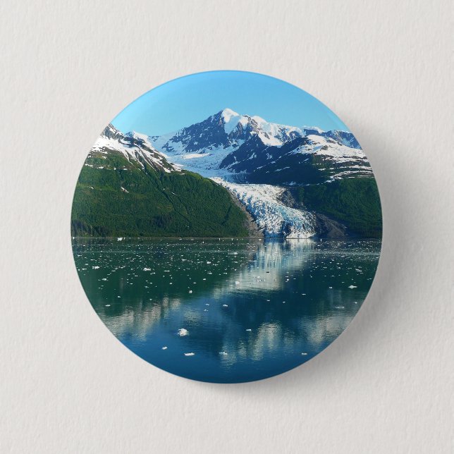 Macaron Rond 5 Cm College Fjord I Belle photographie de l'Alaska (Devant)