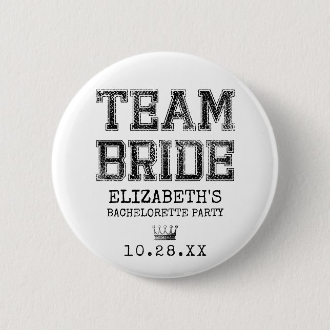 Macaron Rond 5 Cm Collegiate Team Bride Bachelorette Party (Devant)