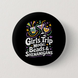 Macaron Rond 5 Cm Collier de filles de voyage Shenanigans Mardi Gras