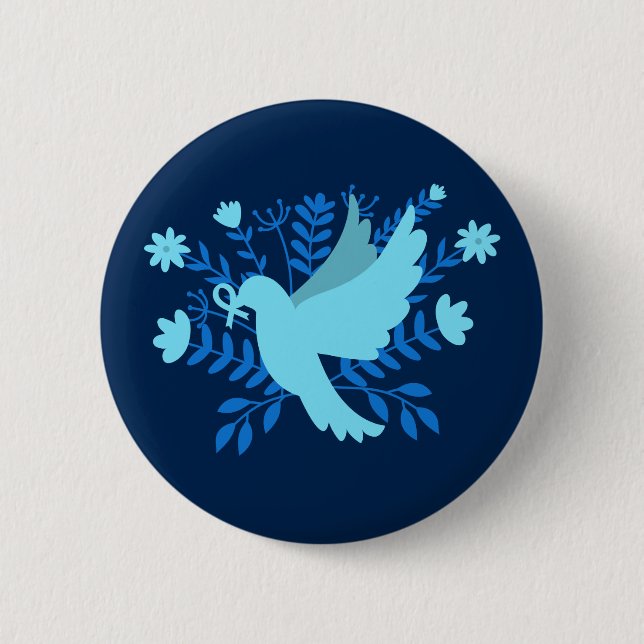 Macaron Rond 5 Cm colombe bleue de la Paix (Devant)